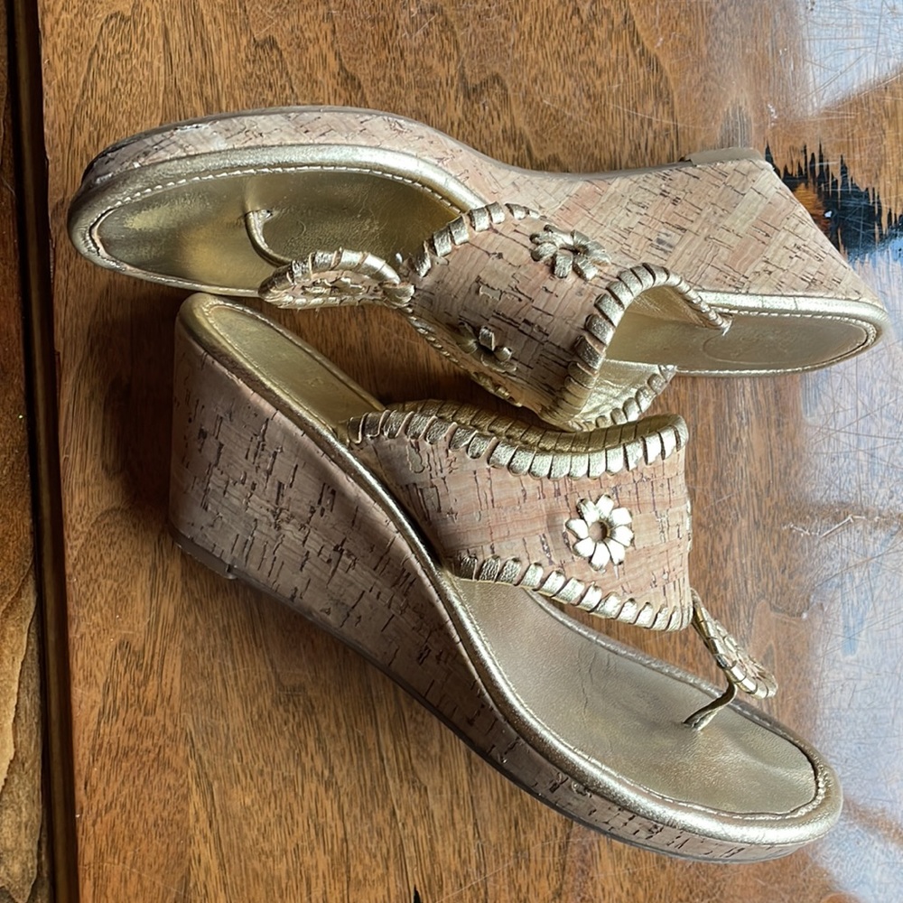 Jack Rogers Gold and Cork Wedges Size 8